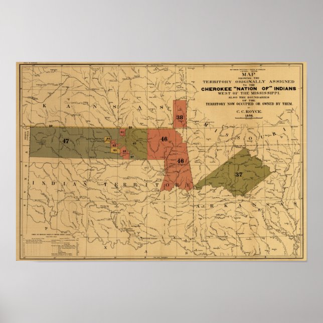 Former Limits of Cherokee "Nation of" Indians Poster (Front)