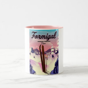 Formigal Aragon Spain ski poster. Two-Tone Coffee Mug