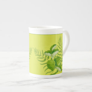 Forms in Green on a Bone China Mug