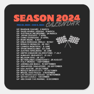 Formula 1, season 2024, gand prix calendar square sticker