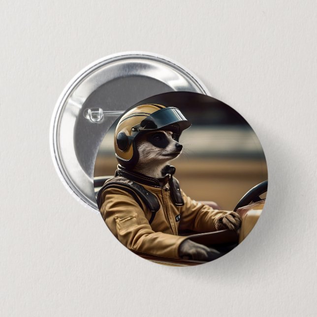 Formula Fun: Professional Meerkat Race Car Driver 6 Cm Round Badge (Front & Back)