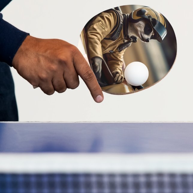 Formula Fun: Professional Meerkat Race Car Driver Ping Pong Paddle (Insitu)