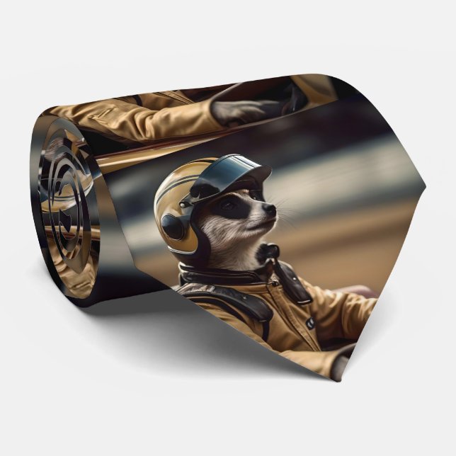 Formula Fun: Professional Meerkat Race Car Driver Tie (Rolled)