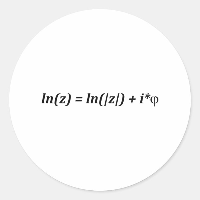 Formula Math Mathematical ln(z) = ln(|z|) + i*j Classic Round Sticker (Front)