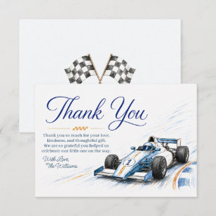 Formula One Baby Shower Thank You Card