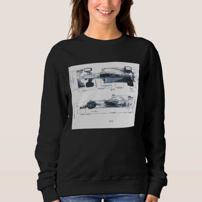Formula Racing Car Blueprint Mechanical Engineerin Sweatshirt (Front)