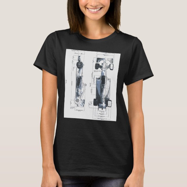 Formula Racing Car Blueprint Mechanical Engineerin T-Shirt (Front)