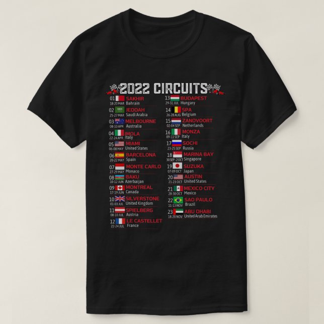 Formula Racing Open Wheel Car Fan 2022 Circuit Rac T-Shirt (Design Front)