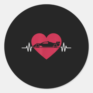 Formula Racing Race Car Heartbeat Heart Valentine Classic Round Sticker