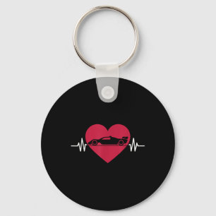 Formula Racing Race Car Heartbeat Heart Valentine  Key Ring