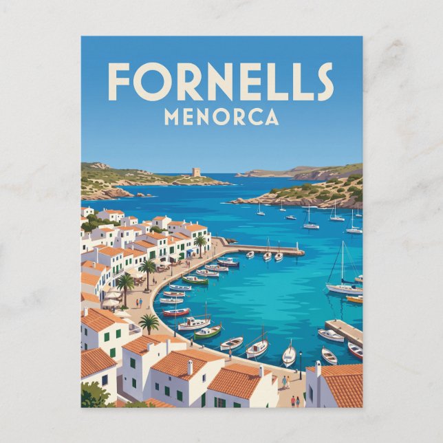 Fornells Harbour Spain Postcard (Front)
