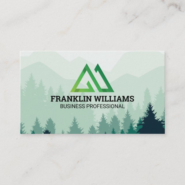 Forrest and Mountain Range | Nature Business Card (Front)