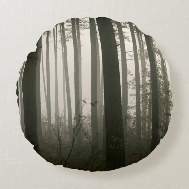 forrest and tree silhouettes in nature round cushion (Front)