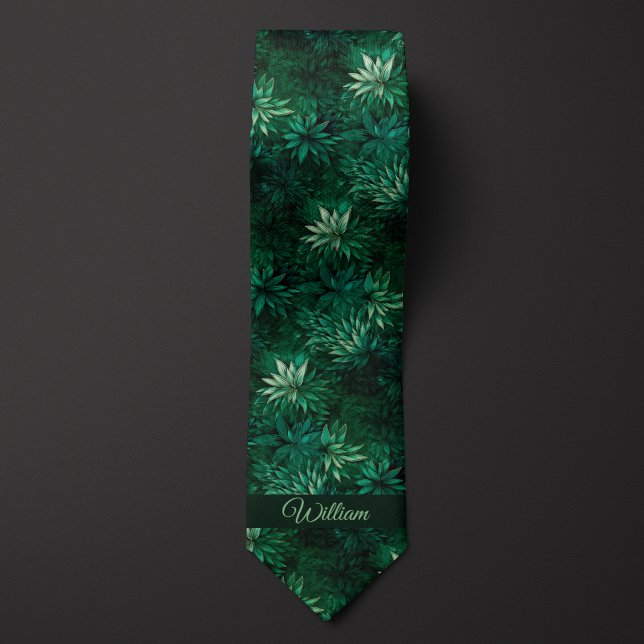 Forrest Green Botanical Monogram Tie (Creator Uploaded)