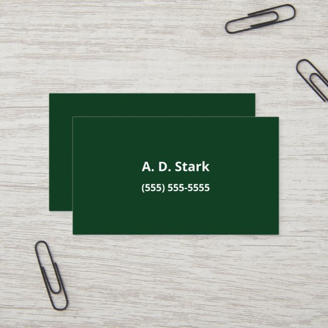 Forrest Green Minimalist Business Cards (Front/Back In Situ)