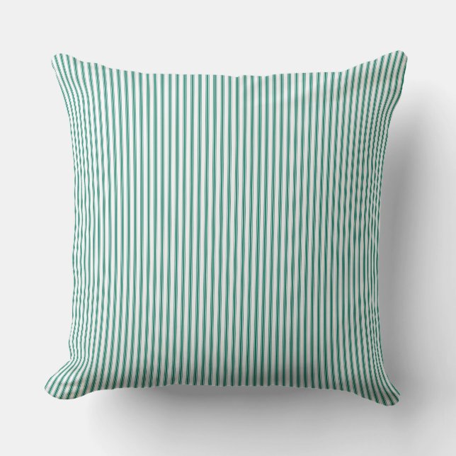 Forrest Green Ticking Stripe Cushion (Front)