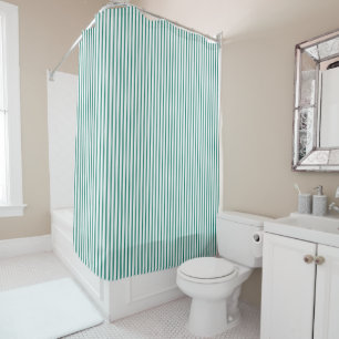 Forrest Green Ticking Stripe Shower Curtain