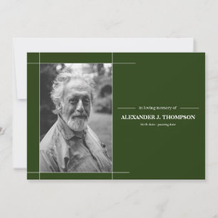 Forrest Green & White In Loving Memory Funeral Thank You Card