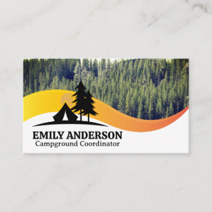 Forrest   Tent and Trees Camping Logo Business Card