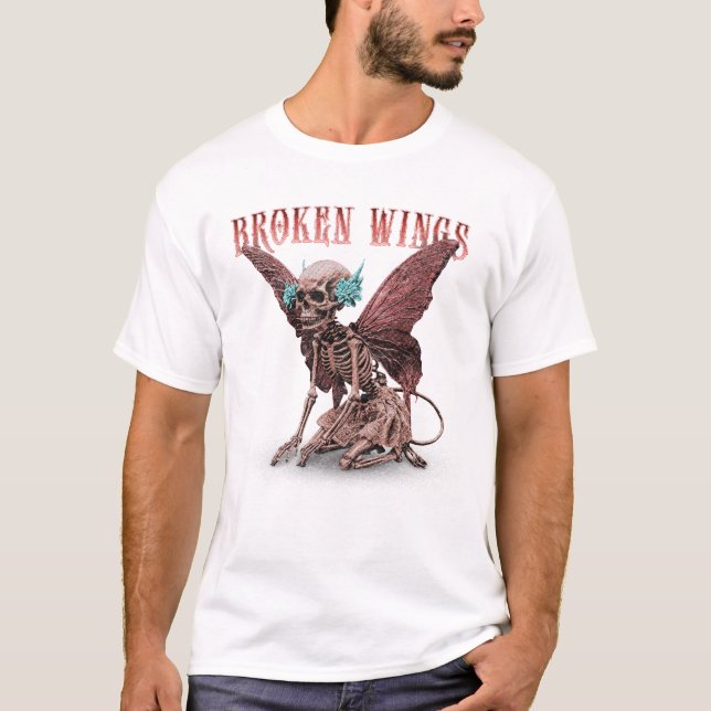 Forsaken: Surreal Gothic Broken Wings T-Shirt (Front)