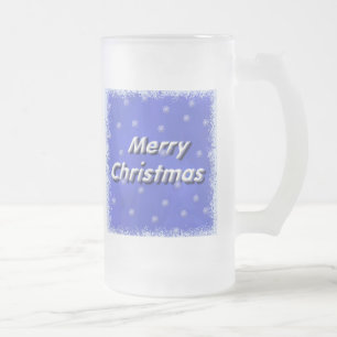 Forsty Merry Christmas Frost Frosted Glass Beer Mug