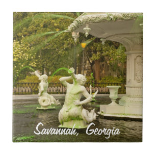 Forsyth Fountain, Savannah, GA Travel Photography Tile