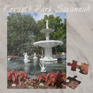 Forsyth Park Fountain Savannah Georgia Photograph Jigsaw Puzzle