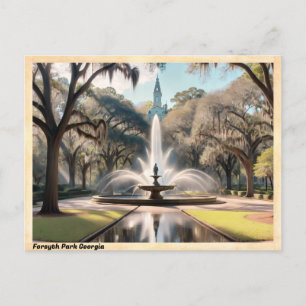 Forsyth Park Georgia Vintage Travel Postcard