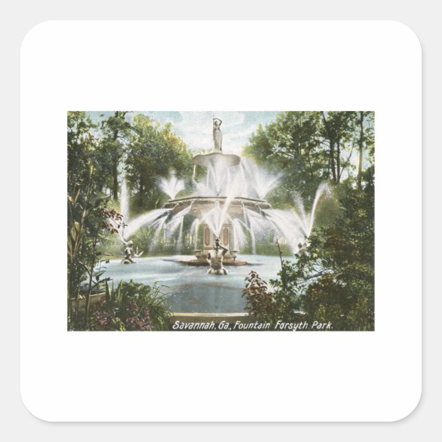 Forsyth Park, Savannah 1906 Vintage Square Sticker (Front)