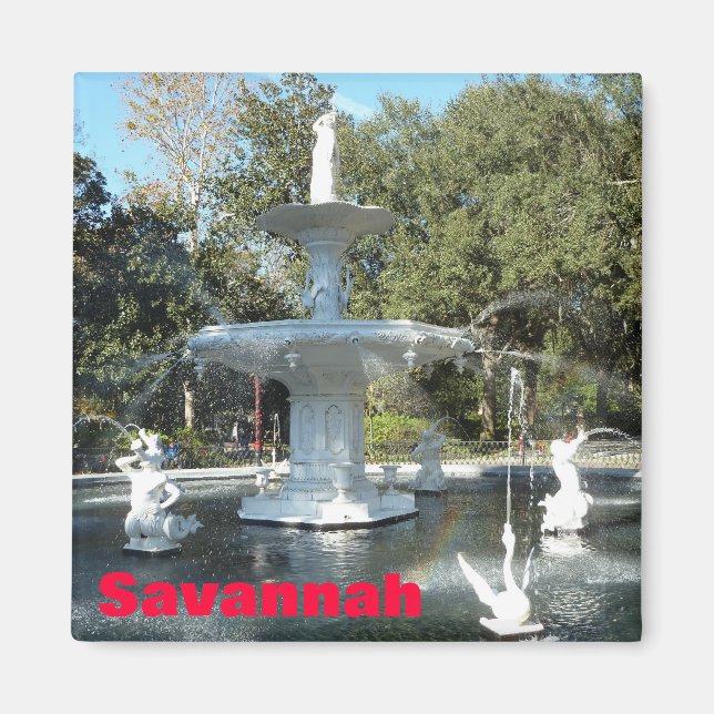 Forsyth Park Savannah Fountain Photo Magnet (Front)