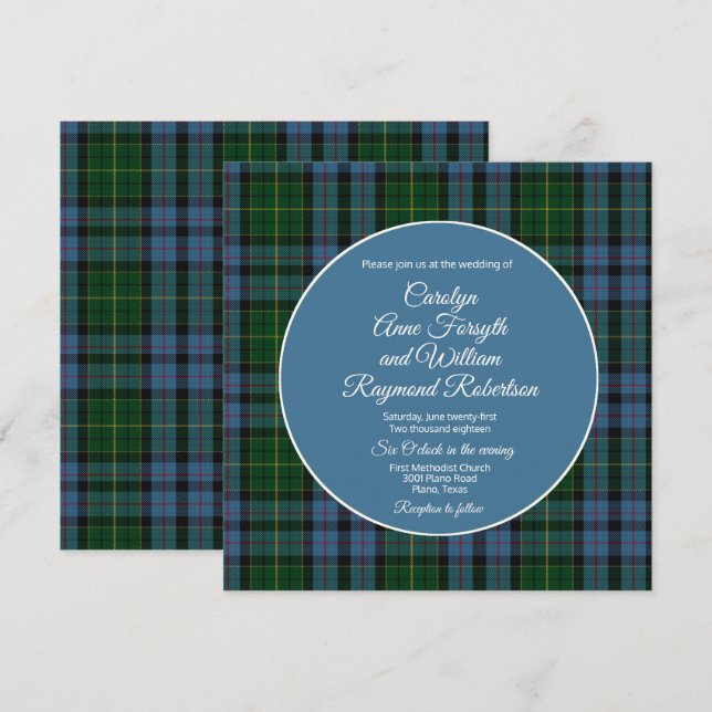 Forsyth Plaid Square Wedding Invitation (Front/Back)