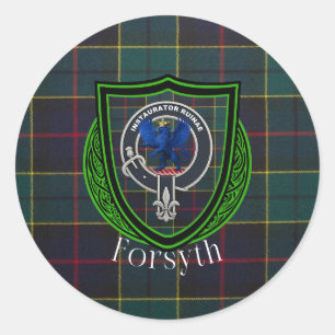 Forsyth Scottish Clan Tartan & Crest Classic Round Sticker