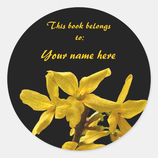 Forsythia Bookplate Sticker (Front)