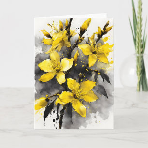Forsythia - Watercolor flowers Card