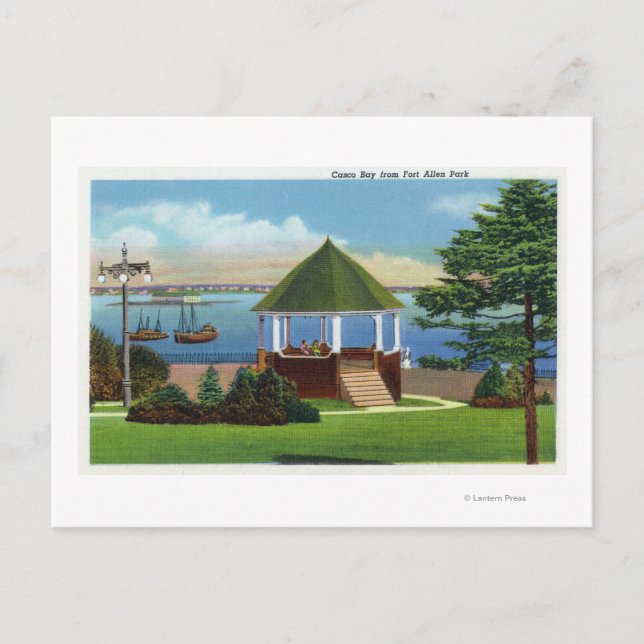 Fort Allen Park View of Casco Bay Postcard (Front)