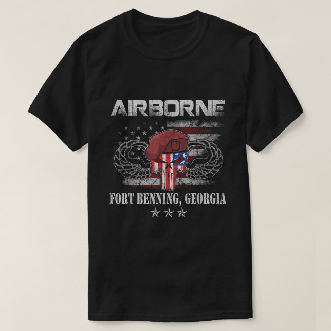 Fort Benning GA Army BaseAirborne  T-Shirt (Design Front)