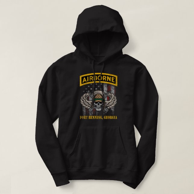 Fort Benning GA U.S Airborne Paratrooper Div Veter Hoodie (Design Front)