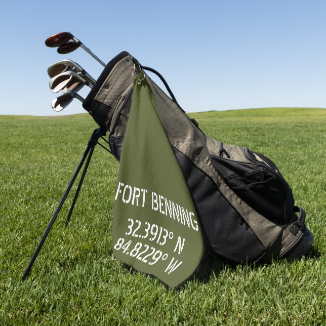 Fort Benning Latitude Longitude Golf Towel (Green)