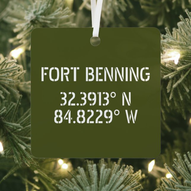 Fort Benning Latitude Longitude  Metal Tree Decoration (Insitu)