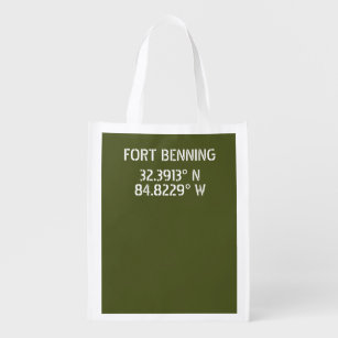 Fort Benning Latitude Longitude Reusable Grocery Bag