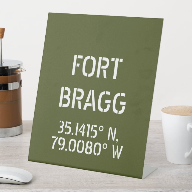 Fort Bragg Latitude Longitude  Pedestal Sign (In SItu)