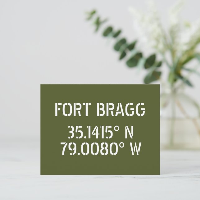 Fort Bragg Latitude Longitude Postcard (Standing Front)