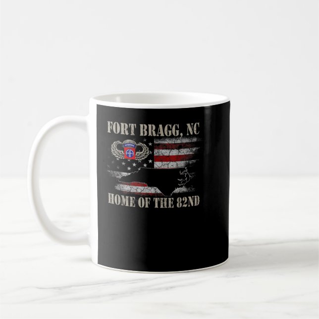 Fort Bragg NC Home Of The 82nd Airborne Tshirt Vet Coffee Mug (Left)