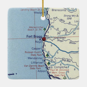 Fort Bragg Retro Map Ceramic Ornament