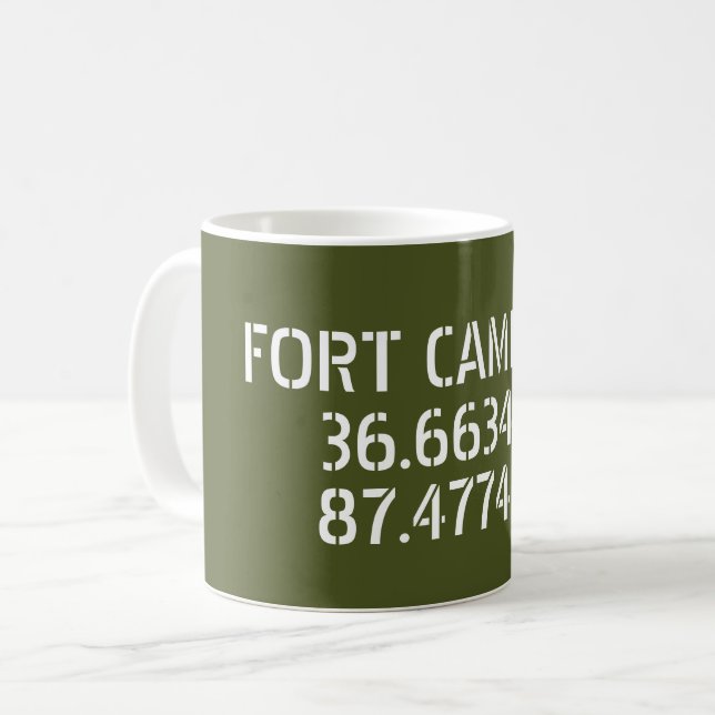 Fort Campbell Latitude Longitude Coffee Mug (Front Left)