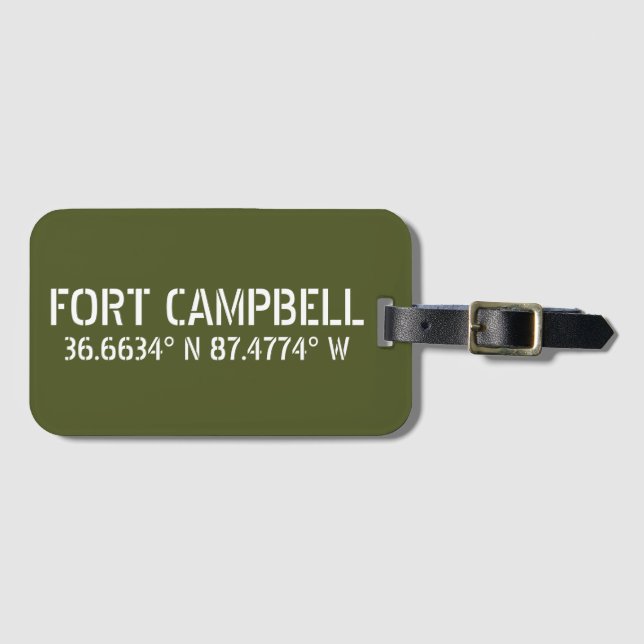 Fort Campbell Latitude Longitude Luggage Tag (Front Horizontal)
