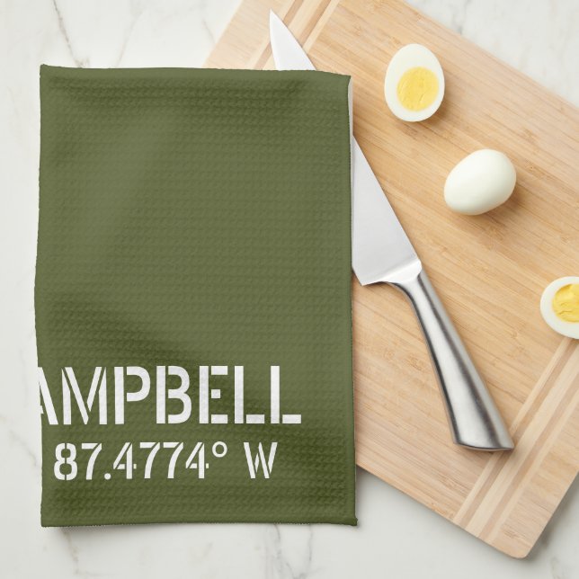 Fort Campbell Latitude Longitude  Tea Towel (Quarter Fold)