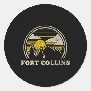 Fort Collins Colorado Co T Shirt Vintage Hiking Mo Classic Round Sticker