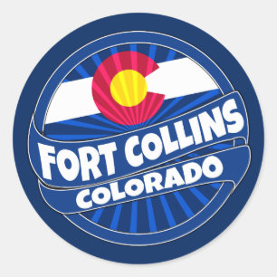 Fort Collins Colorado flag burst stickers