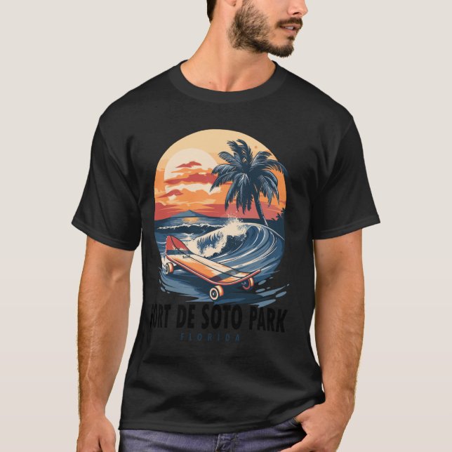 Fort De Soto Park Beach Florida Skateboard Skatebo T-Shirt (Front)